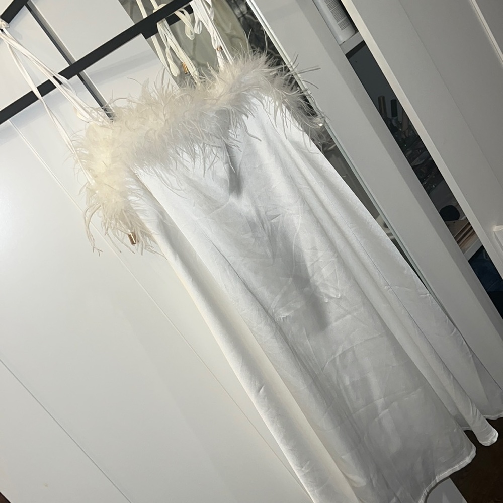 White Feathery Slip Dress